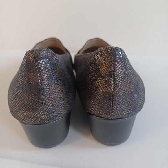 Easy Spirit Sz 7.5W Flats e360 Esadalynn Slip On Low Wedge Snake Dark Metallic - Picture 6 of 11